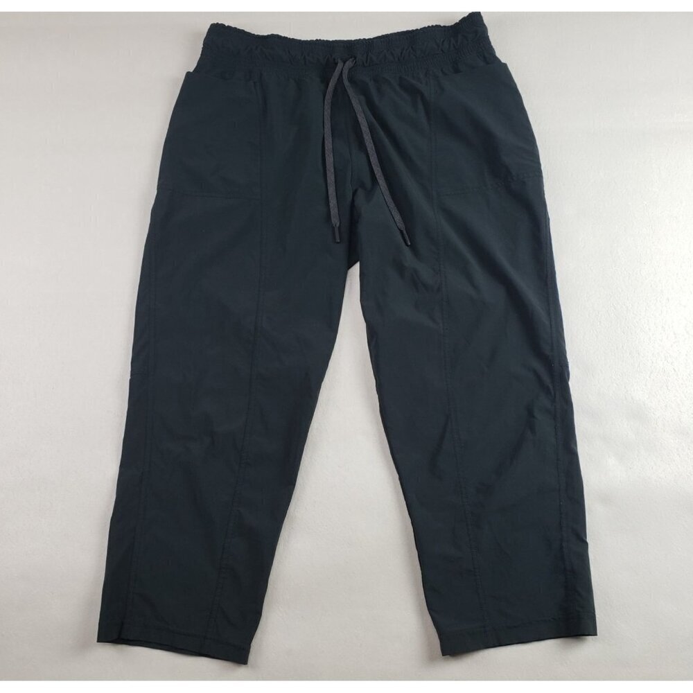 Prana Leonora Capri Pant Womens Large Black High Rise Pull On Taper Casual Yoga